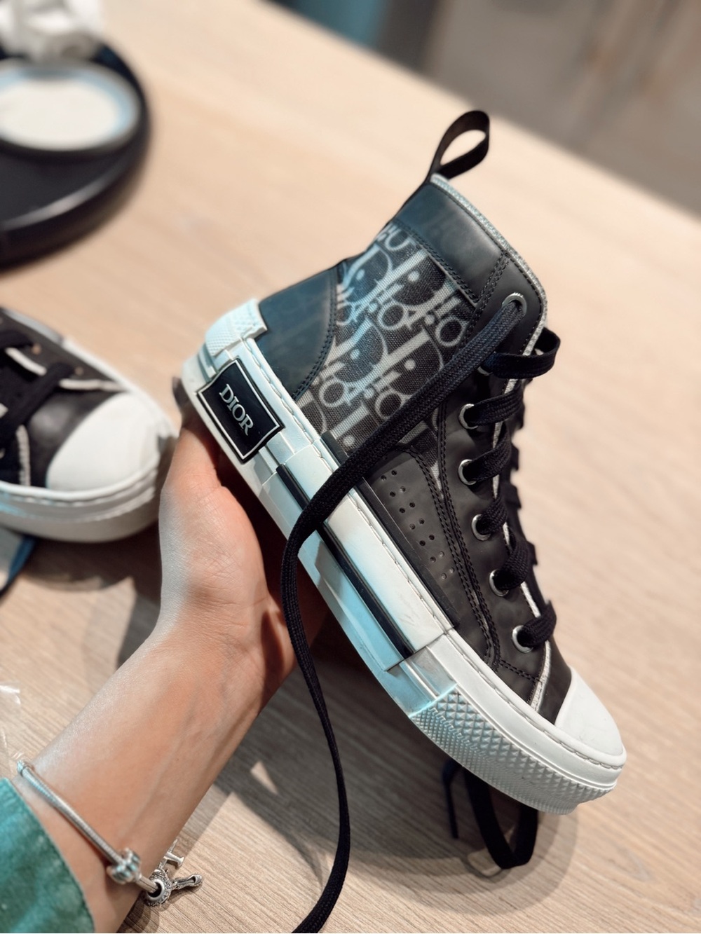 Dior Black High-Top Sneaker with Dior Oblique Panel